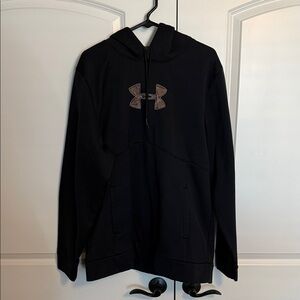 Under Armour Black Pullover with Logo Realtree Camo Lined Hood and Logo